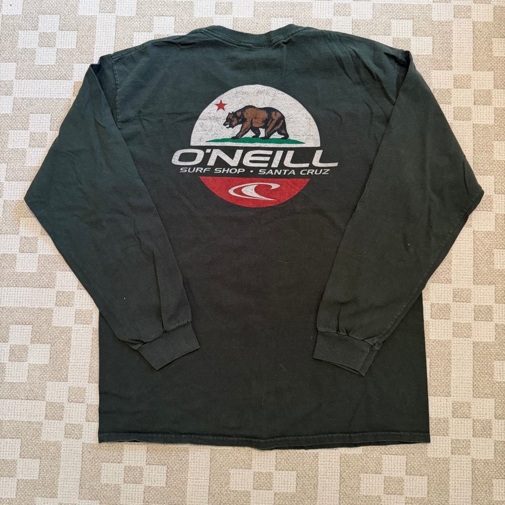 ONeill Surf Shop Santa Cruz Long Sleeve T-Shirt Mens Large Green California Bear